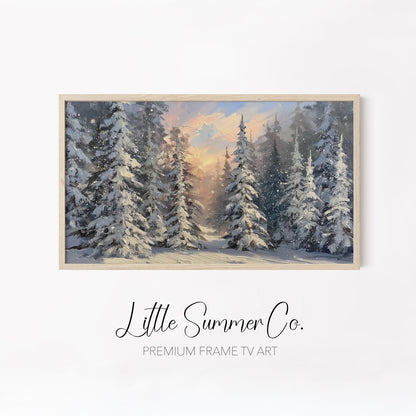 Snow Scenes Frame TV Art Bundle displayed on a TV