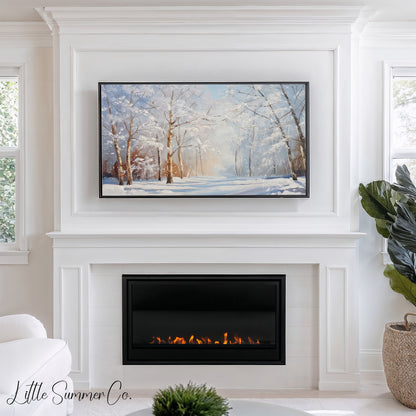 Snow Scenes Frame TV Art Bundle displayed on a TV