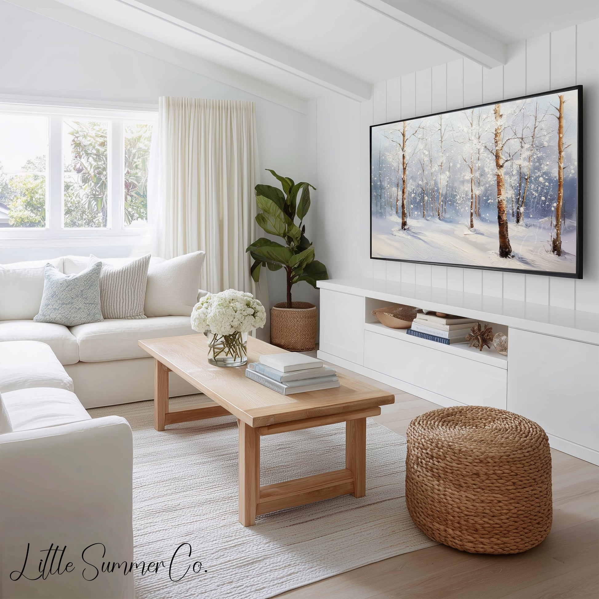 Snow Scenes Frame TV Art Bundle displayed on a TV