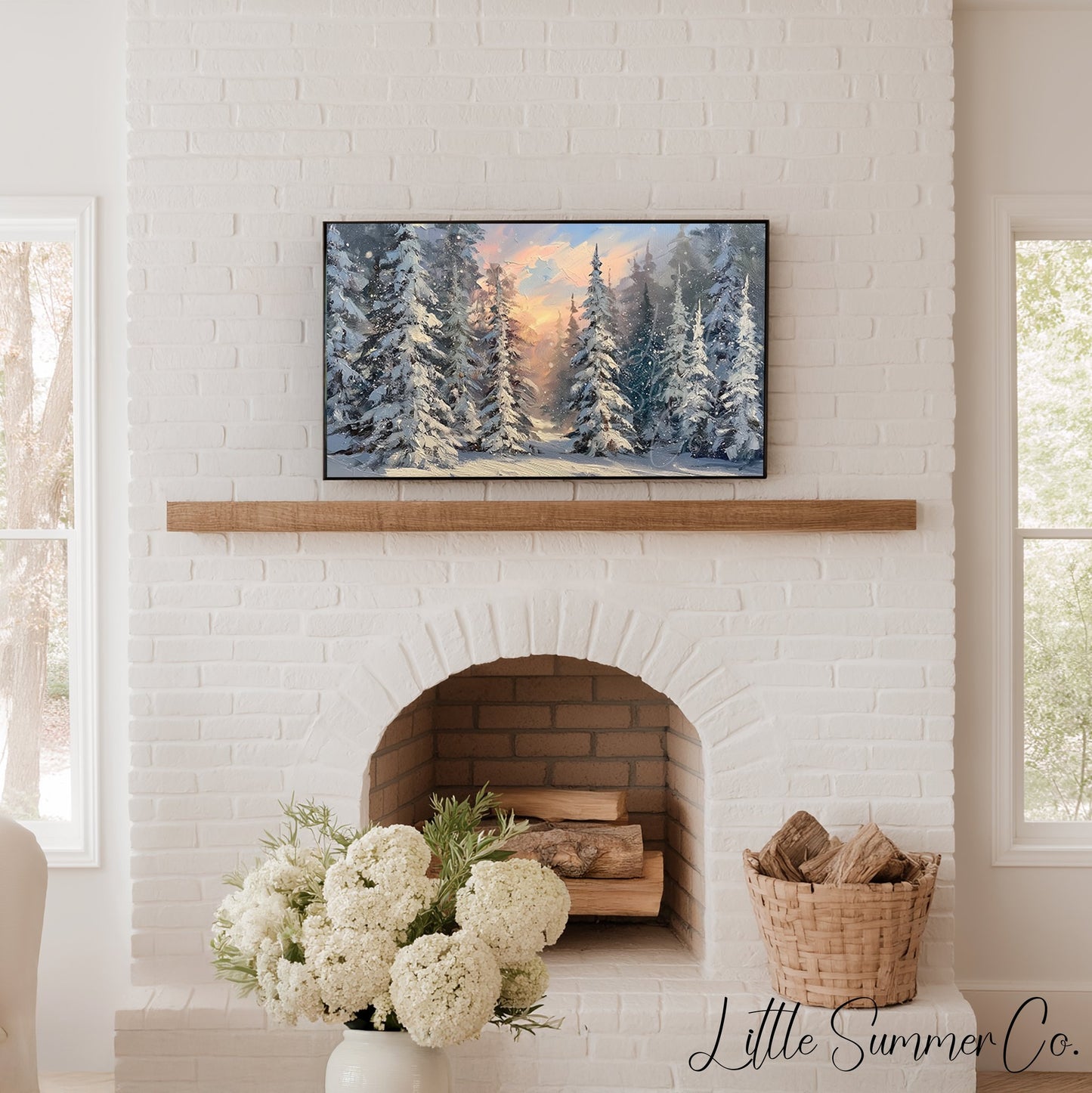 Snow Scenes Frame TV Art Bundle displayed on a TV