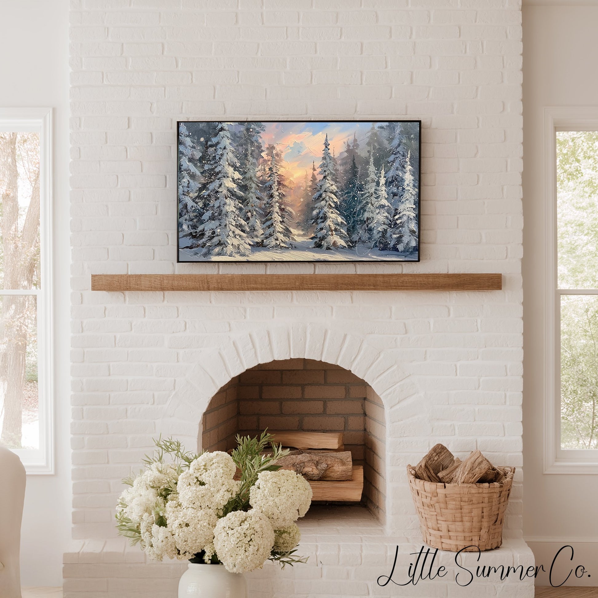 Snow Scenes Frame TV Art Bundle displayed on a TV