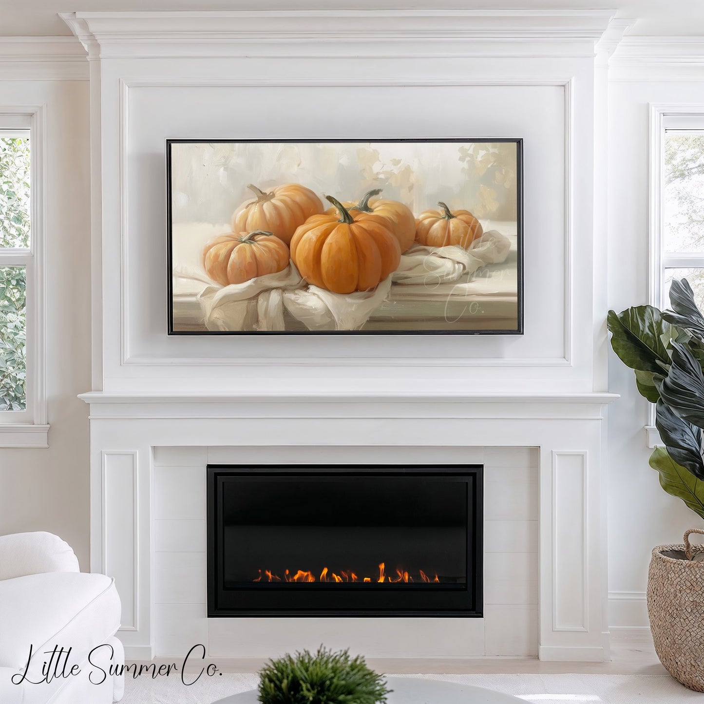 Pumpkins Frame TV Art Bundle displayed on a TV