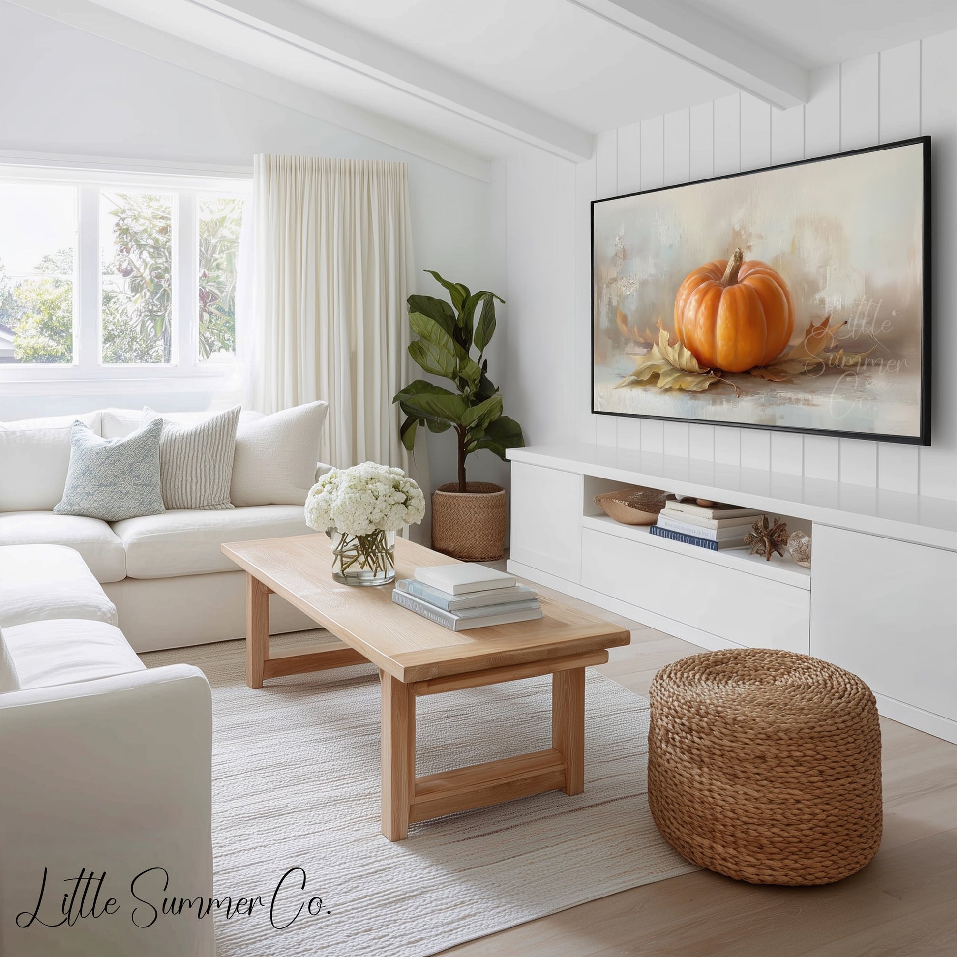 Pumpkins Frame TV Art Bundle displayed on a TV