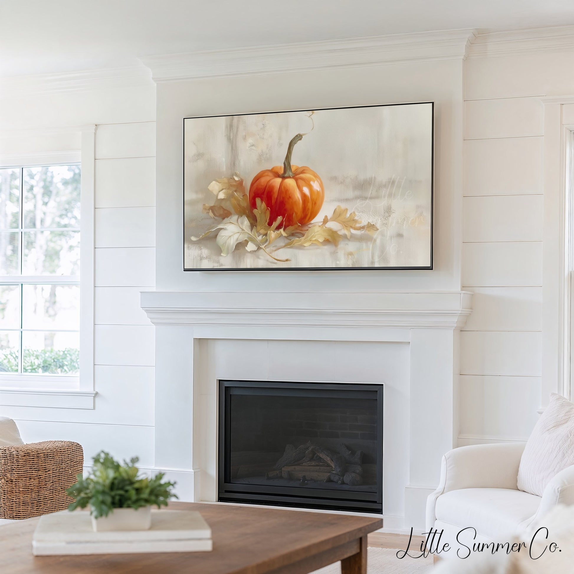 Pumpkins Frame TV Art Bundle displayed on a TV